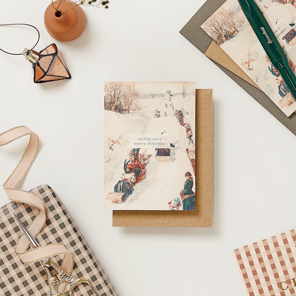 Relove Tobogganing A7 Christmas Card