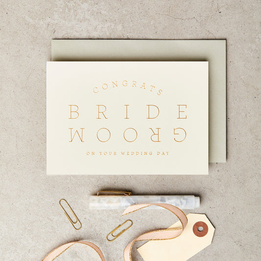 Katie Leamon Extract Bride & Groom Card - Cream