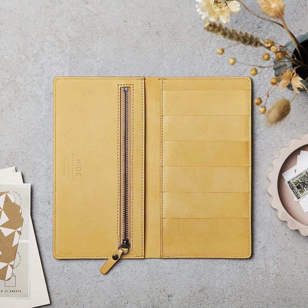 Katie Leamon HiDE Leather Wallet in Mustard – luxury stationery – Katie Leamon
