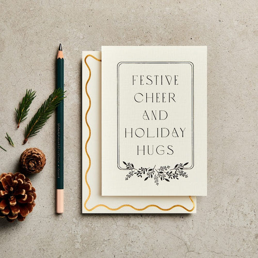 Katie Leamon handprinted Festive Cheers and holiday hugs