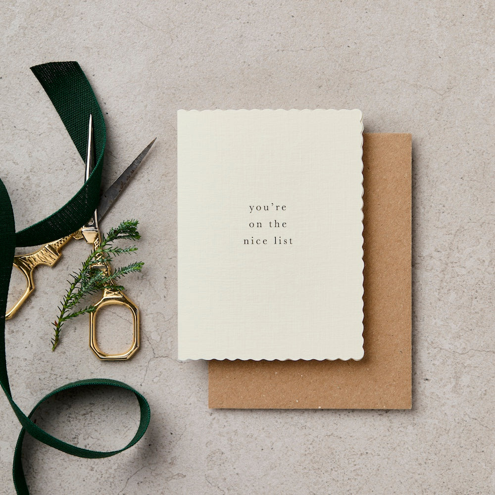 A7 You're On The Nice List Mini Christmas Card