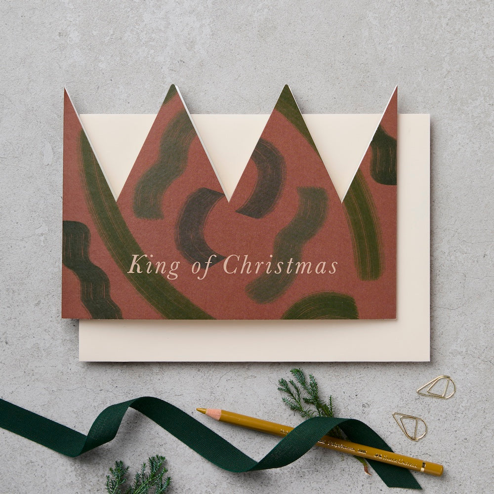King paper crown Christmas card with luxury envelope - luxury christmas card - Katie Leamon