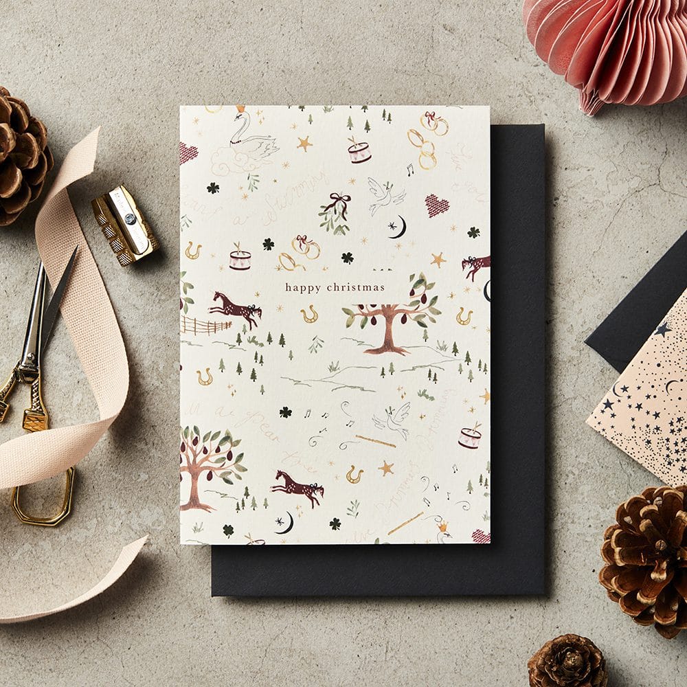 'Happy Christmas' 12 Days in Ivory Card – christmas card – Katie Leamon
