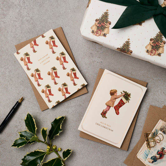 Assorted Pack Of 6 Vintage Stocking Cards