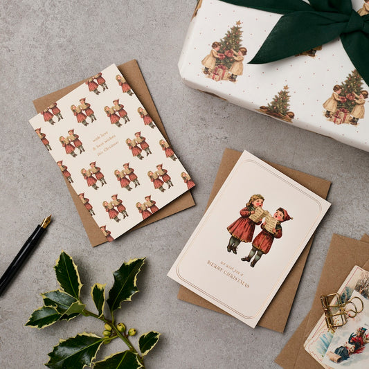 Assorted Pack of 6 Vintage Carolers Cards