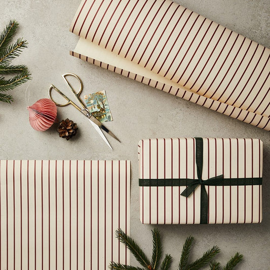 10 Sheets of Candy Cane Stripe Christmas Wrapping Paper