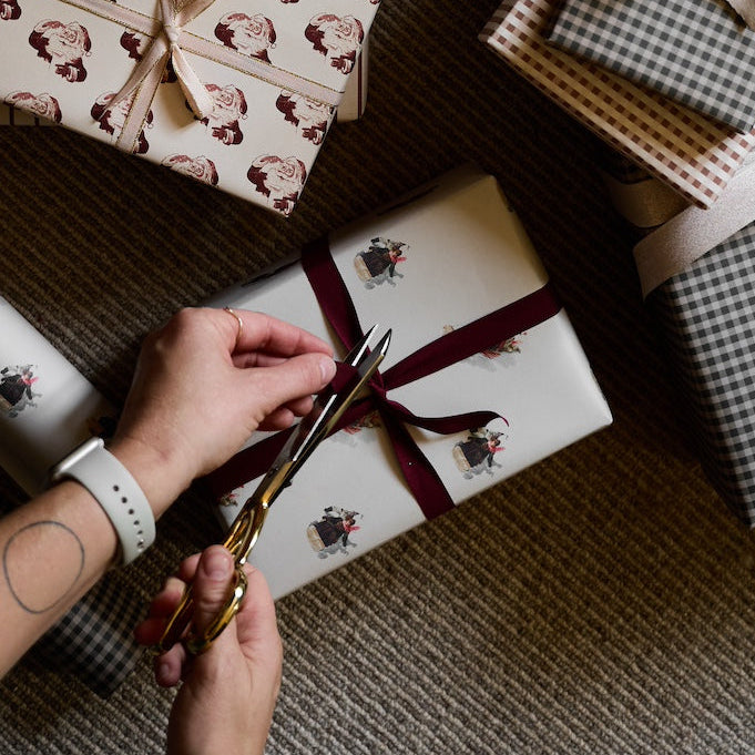 10 Sheets of Vintage Tobogganing Gift Wrapping Paper