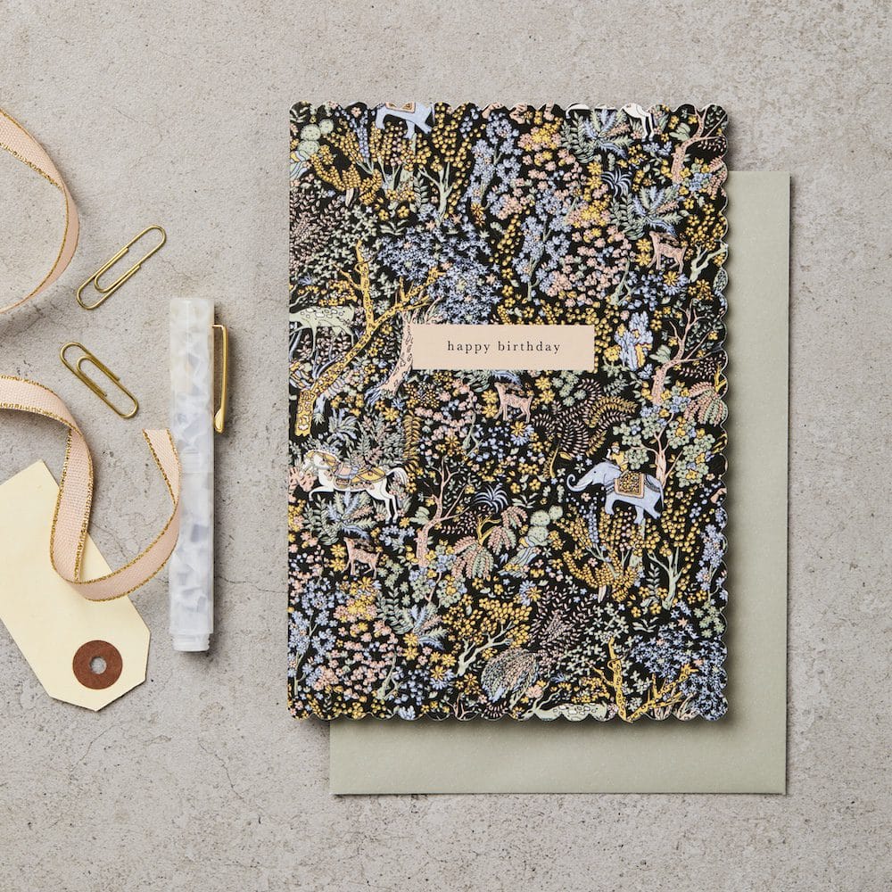 Forest Dark Scallop Birthday Card