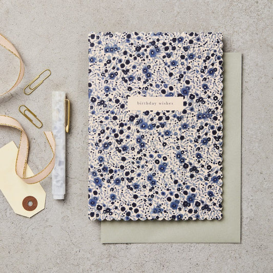 Wild Aster Scallop Birthday Wishes Card