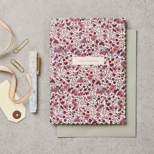 Wild Rose Scallop Congratulations Card