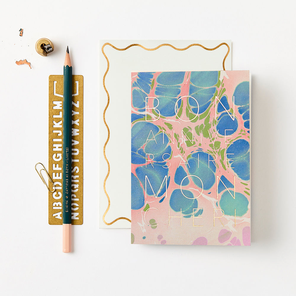Bon Anniversaire Marble Card