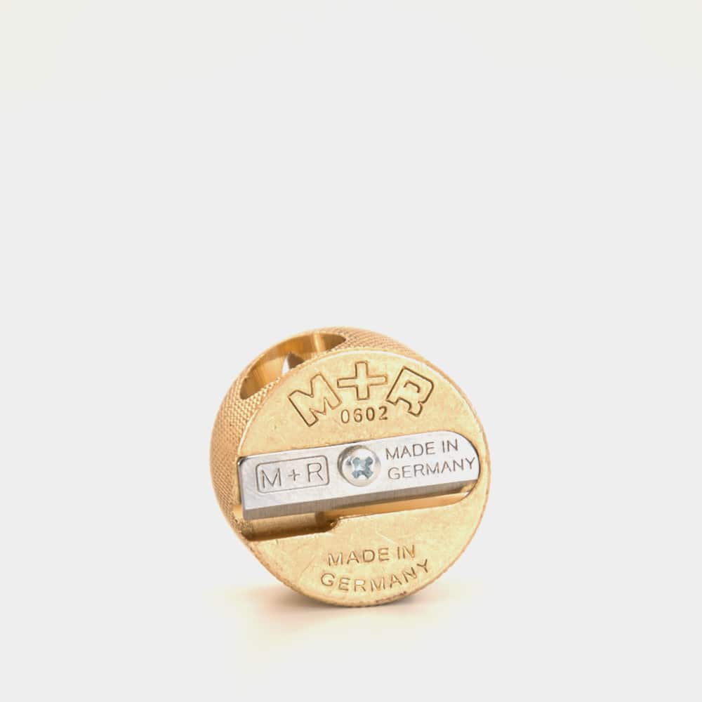 M+R Double Hole Round Brass Sharpener