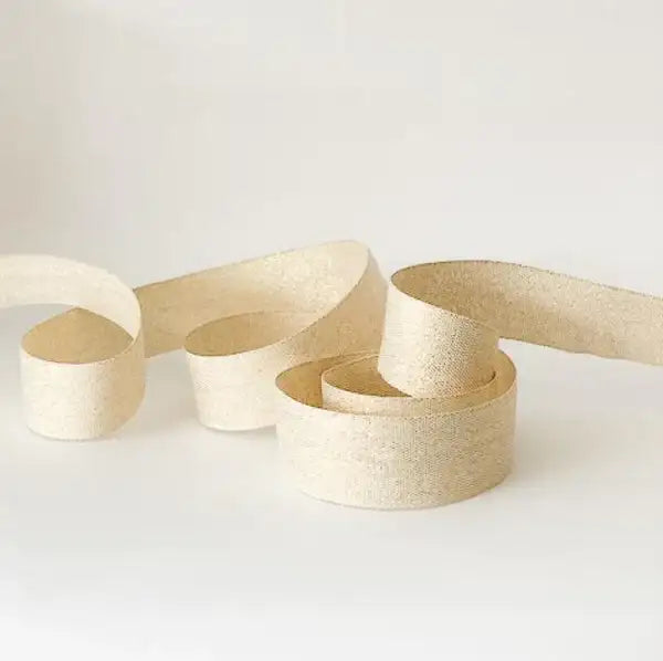 Metallic Woven Cotton Ribbon in Gold