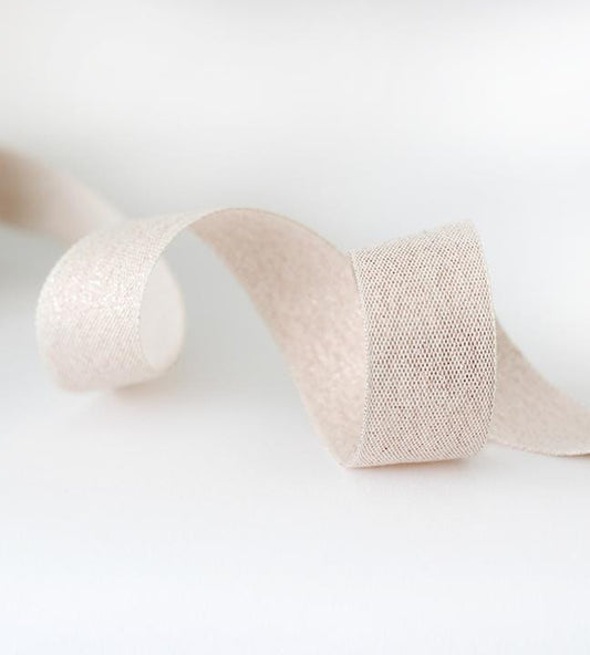 Metallic Woven Cotton Ribbon in Rose Gold