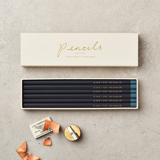 Boxed Set of Six HiDE Dark Grey HB Pencils