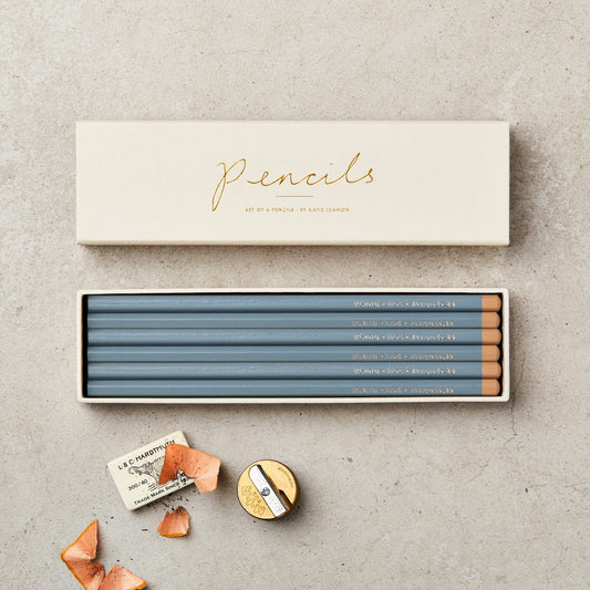 Boxed Set of Six HiDE Pale Grey 2B Pencils