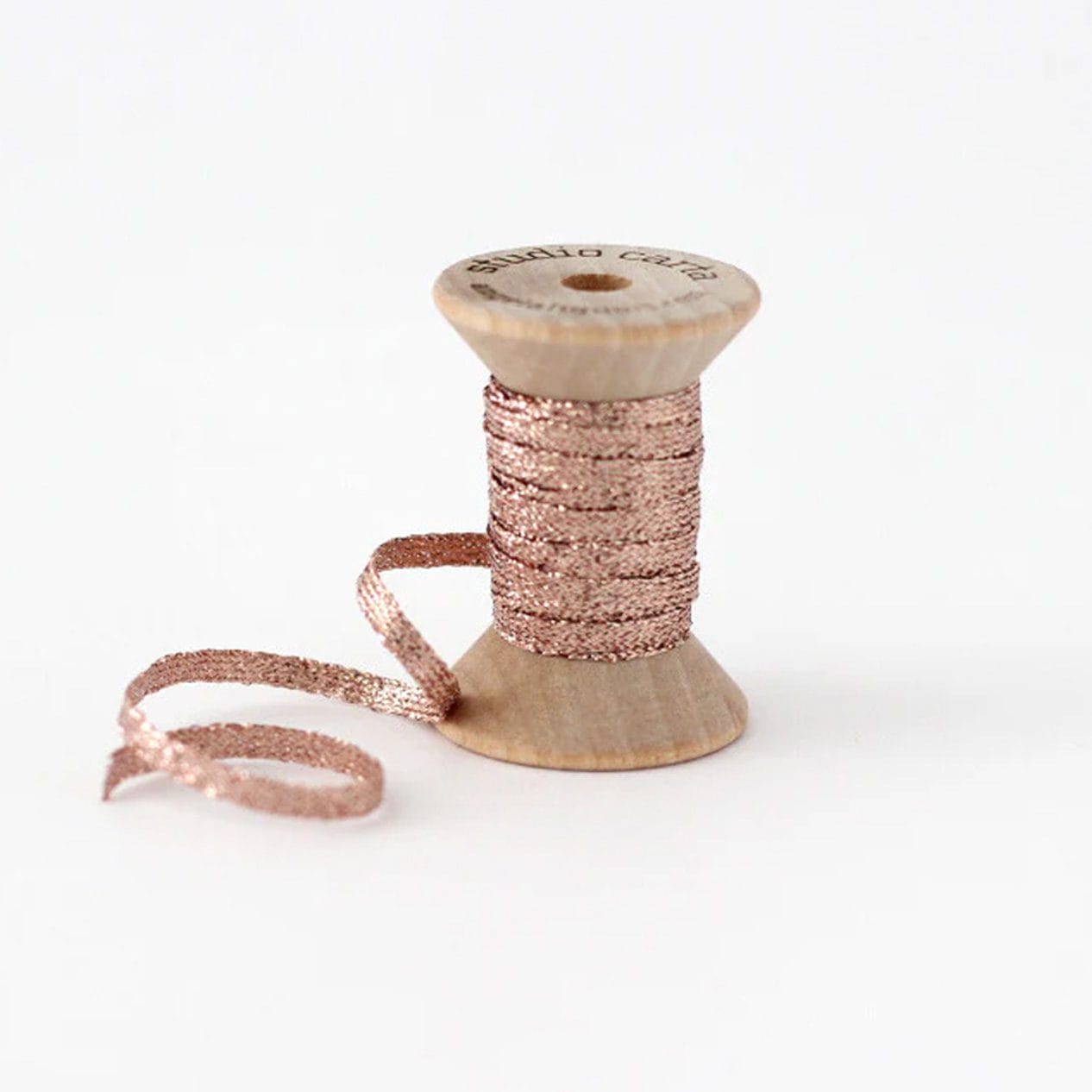 Spool of Braided Metallic Ribbon: Rose Gold