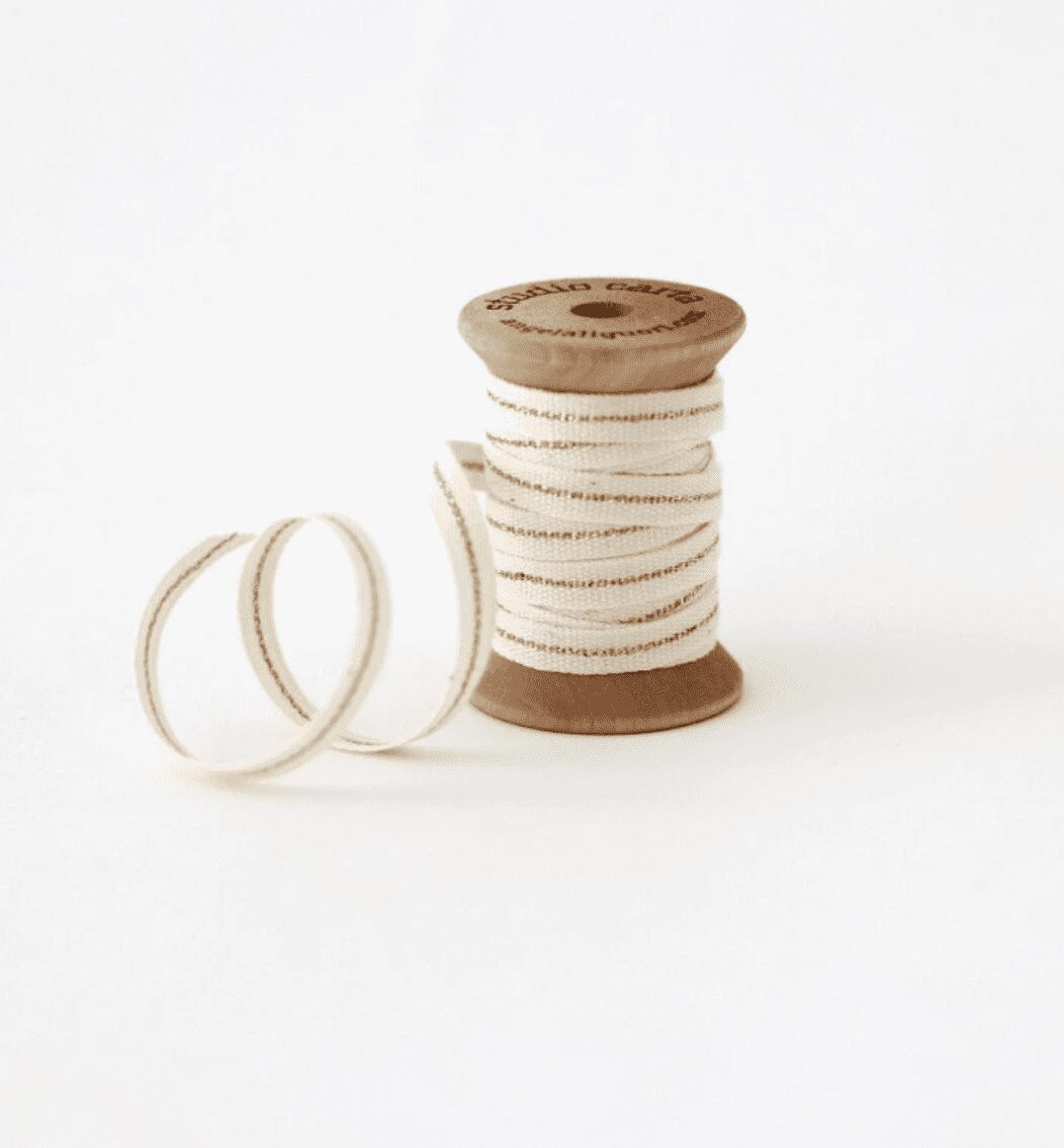Cream & Gold Ribbon on Wooden Spool