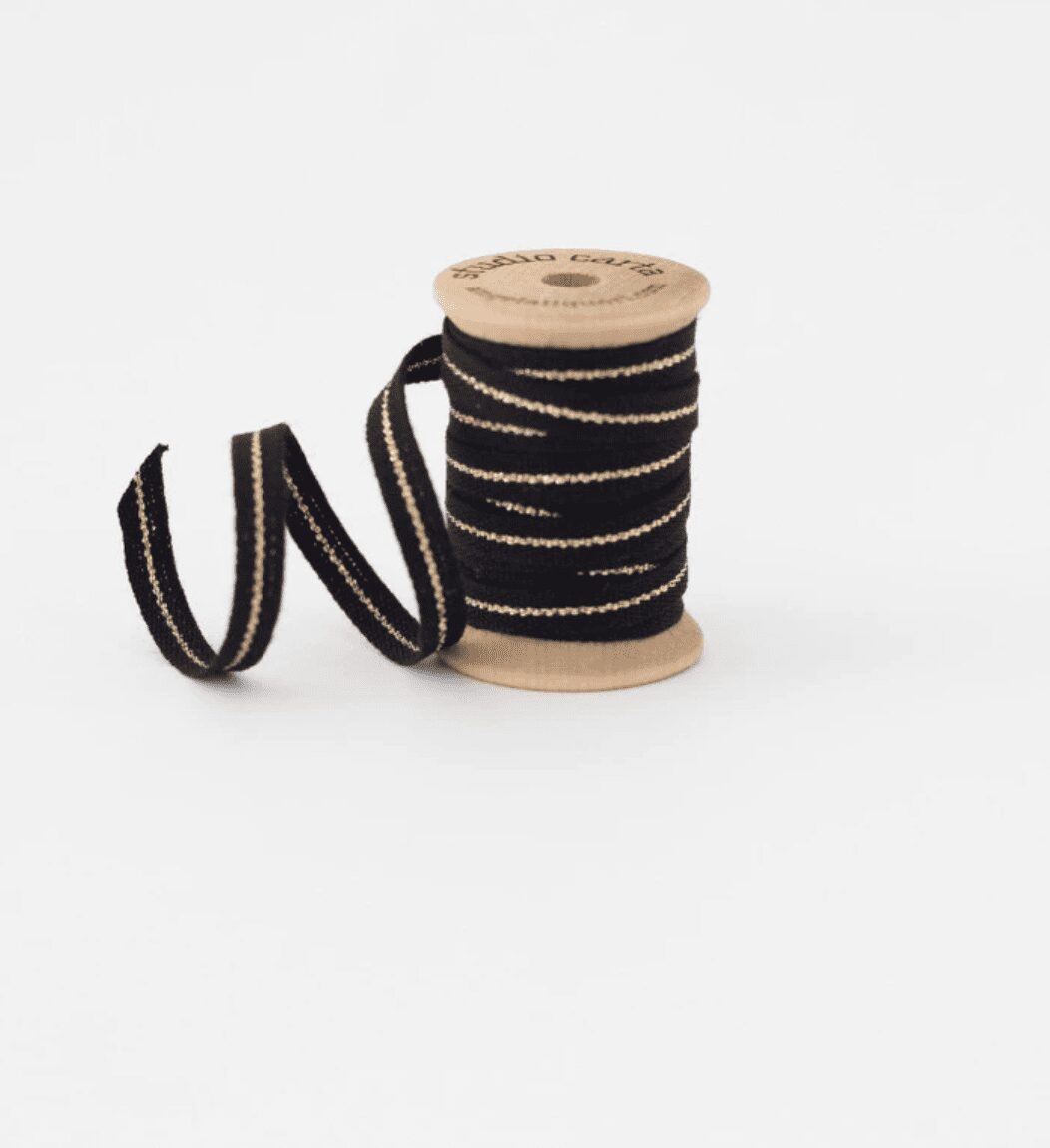 Black & Gold Ribbon on Wooden Spool