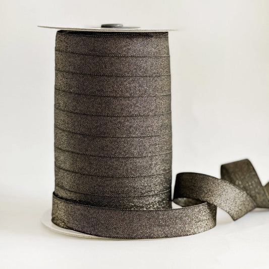 Metallic Woven Cotton Ribbon in Black