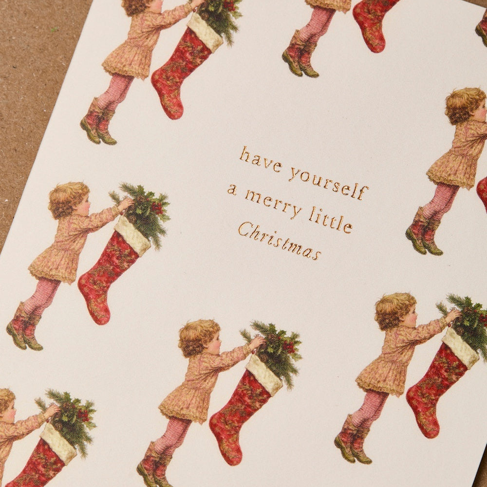 Vintage Stocking Multi Christmas Card