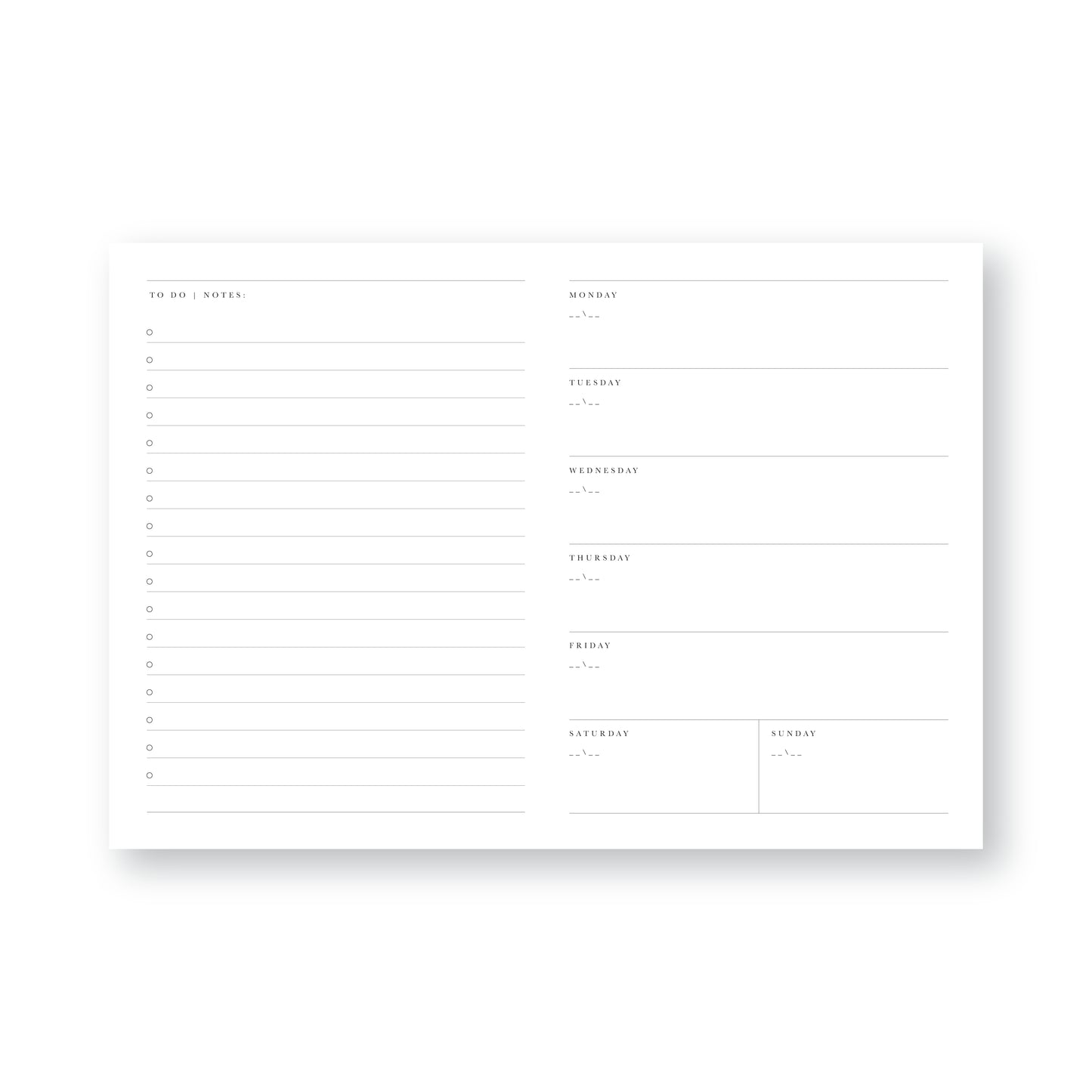 A5 Lay Flat Any Date Weekly Planner in Storm – luxury notebook – Katie Leamon