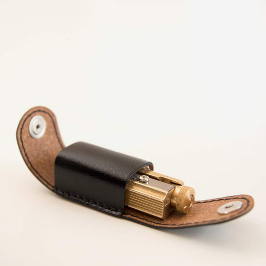 DUX Adjustable Three Way Brass Pencil Sharpener with Leather case