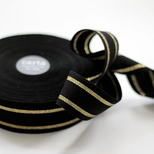 Black & Gold Wide Cotton Ribbon