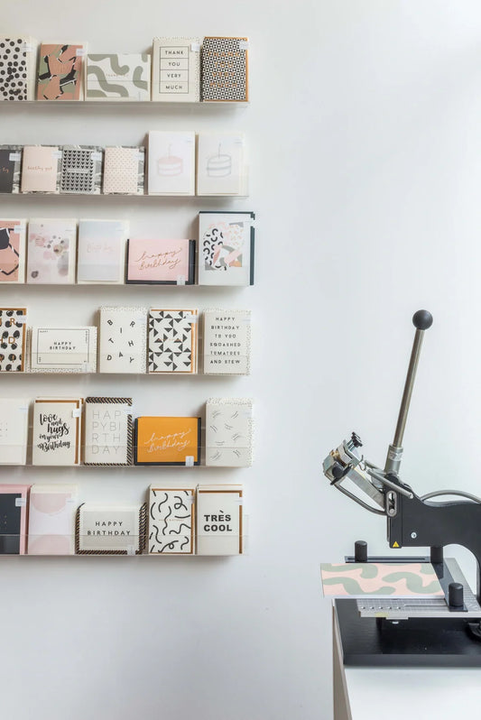 katie leamon card wall in their pop up shop
