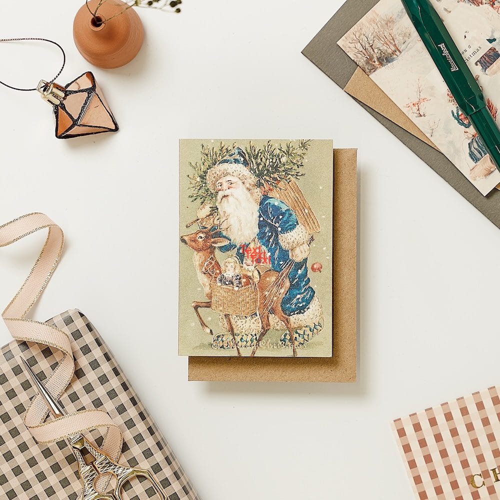 Relove Blue Santa A7 Christmas Card – christmas card – Katie Leamon