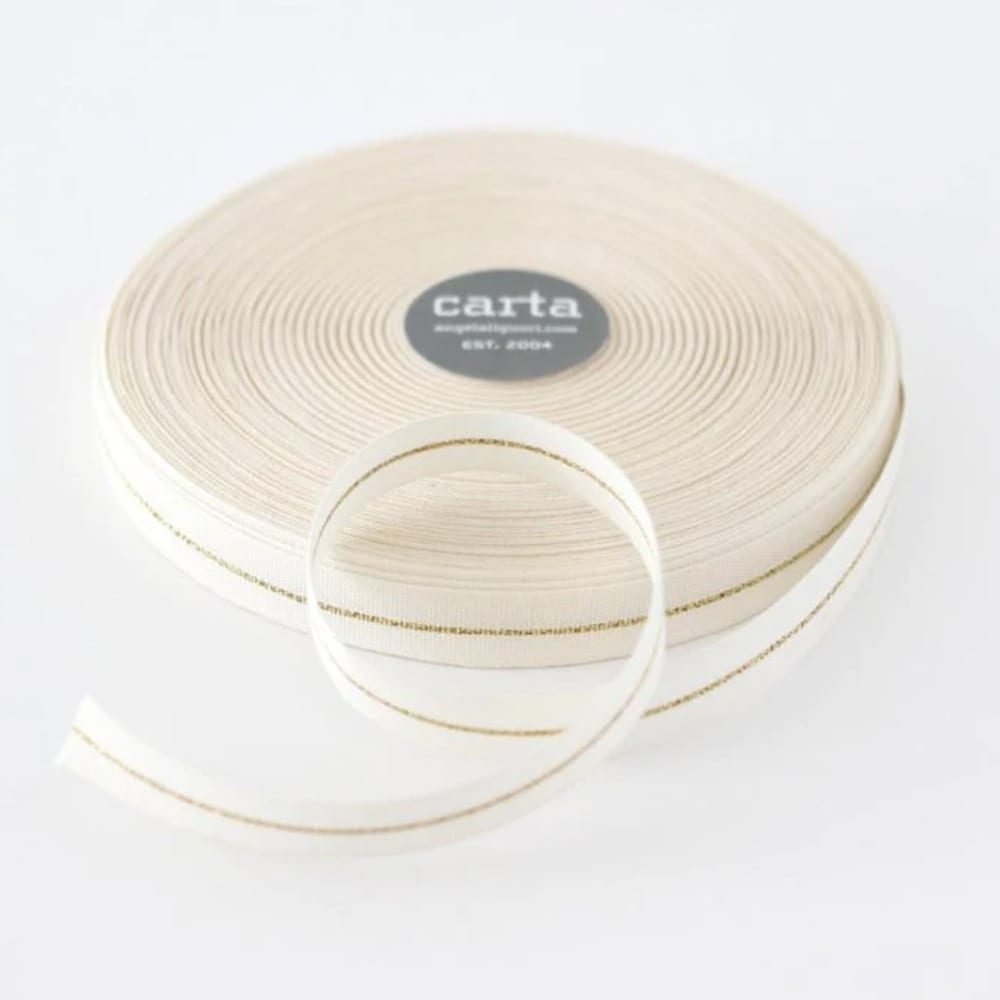 Metallic Stripe Cream Cotton Ribbon