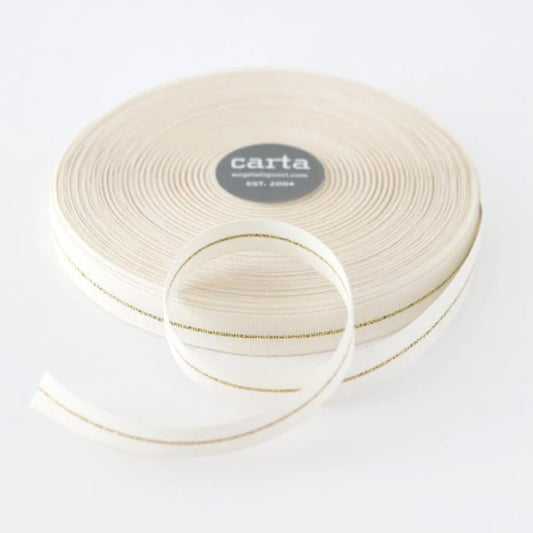 Metallic Stripe Cream Cotton Ribbon