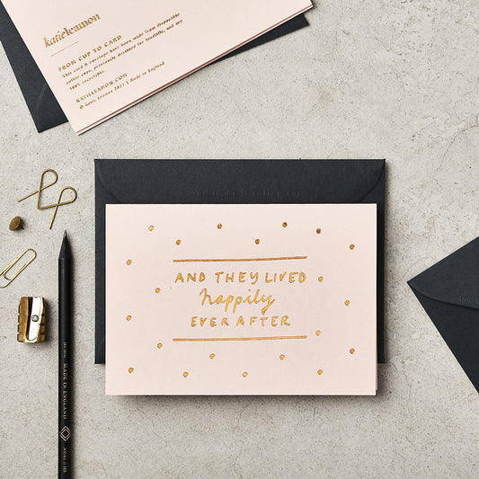 Happily Ever After Card in Pink – wedding and engagement card – Katie Leamon