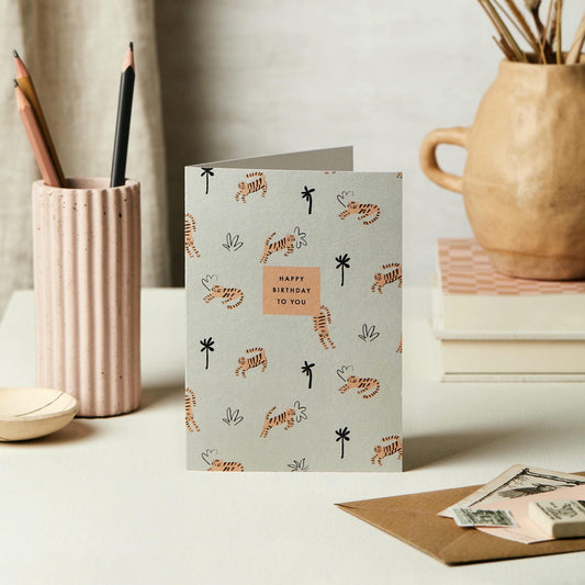 Blue Tigers Birthday Card – luxury birthday card – Katie Leamon
