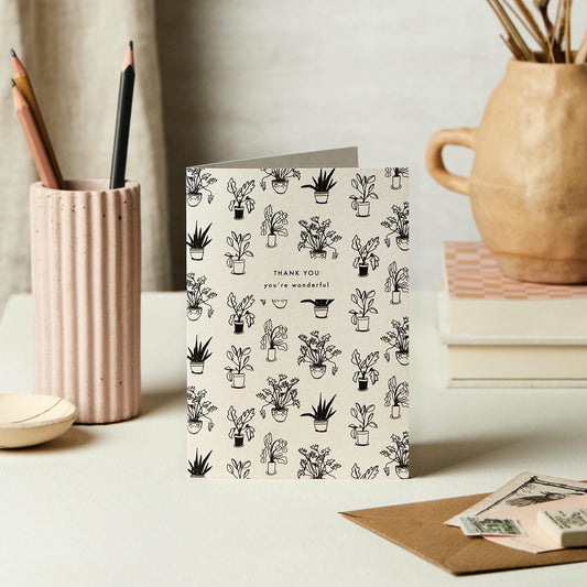 Thank You Card with Plant Print