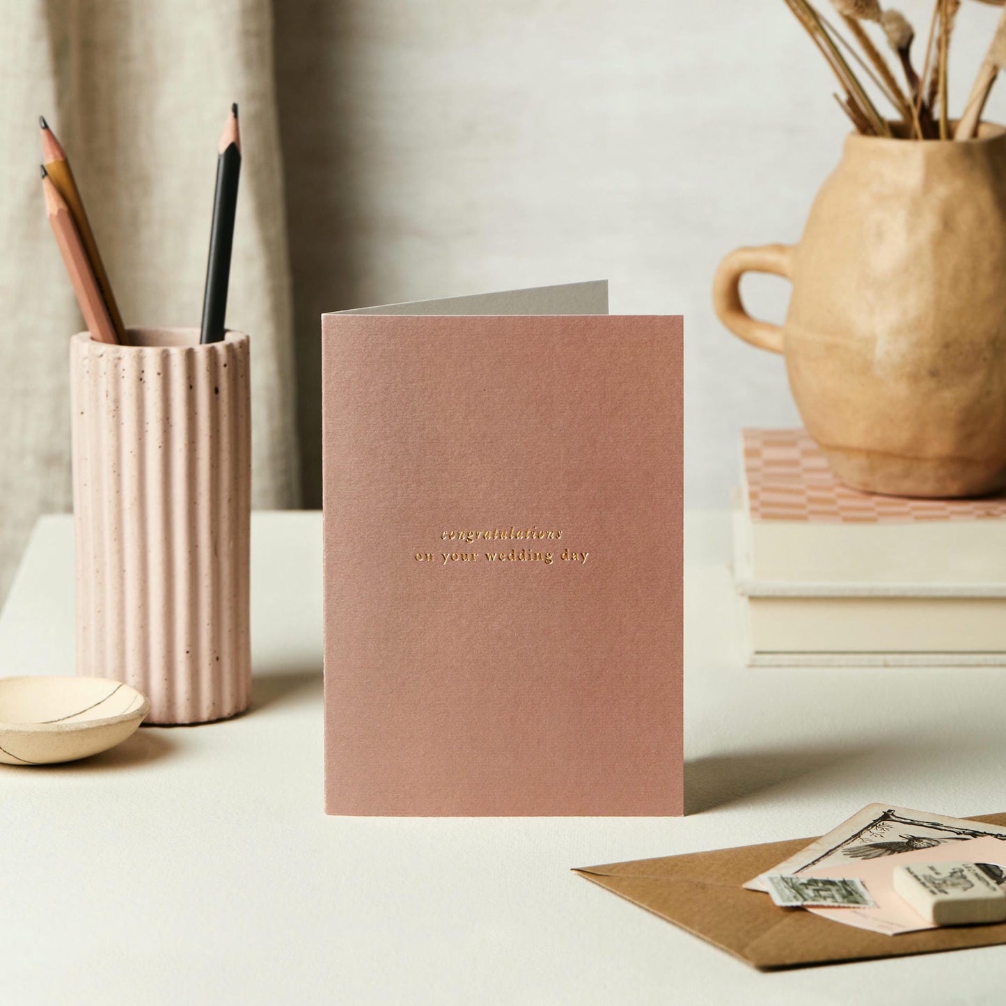 Congratulations On Your Wedding Day Card in Terracotta – wedding and engagement card – Katie Leamon
