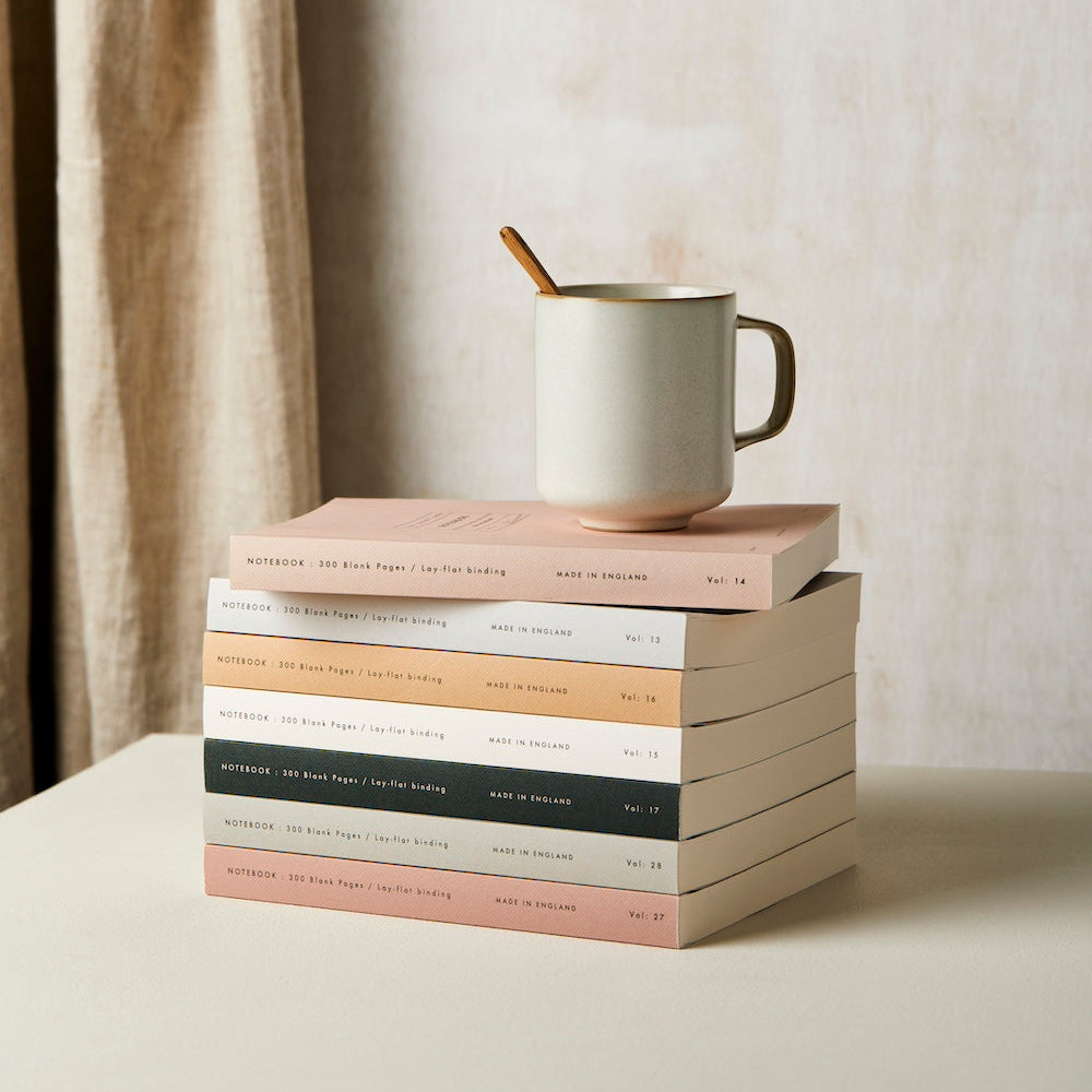 katie leamon collection of 300 blank page notebooks with their lay flat binding
