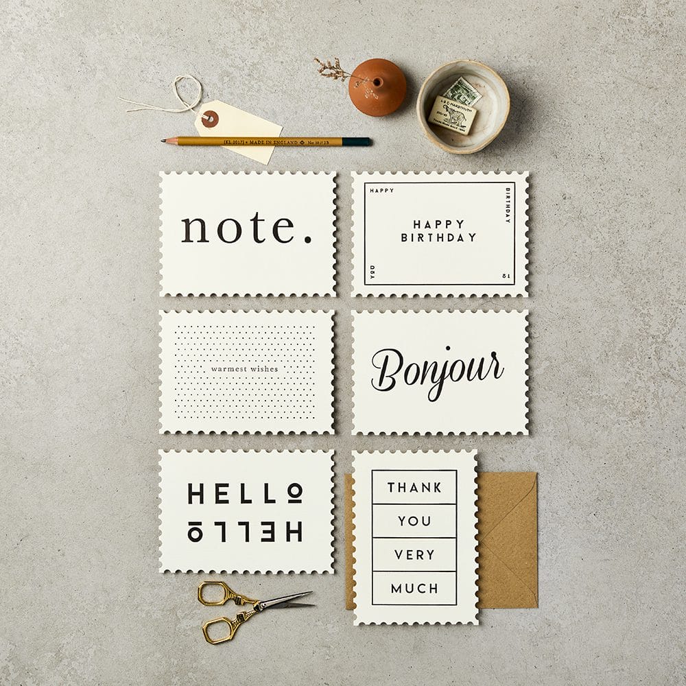 Assorted Pack of Original Typographic Notecards