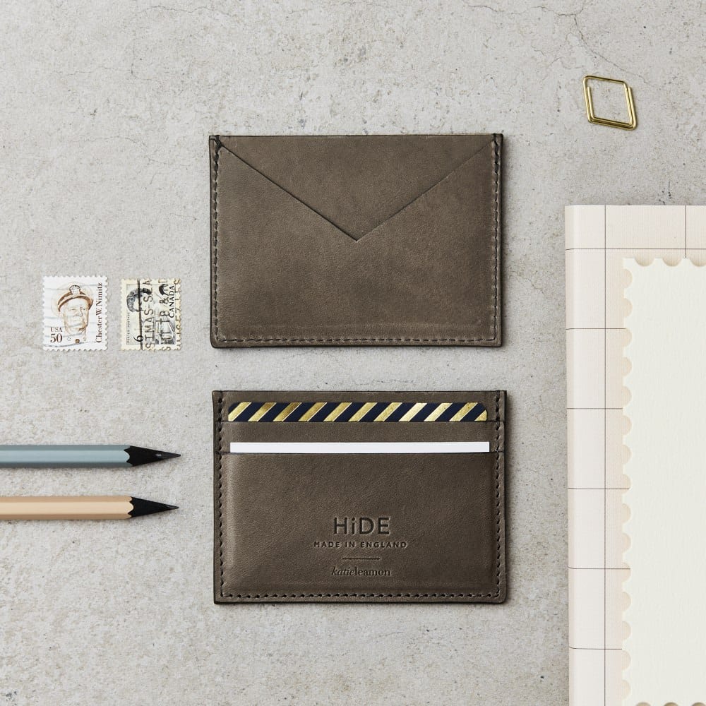 Leather Four Pocket Envelope Card Holder in Brown