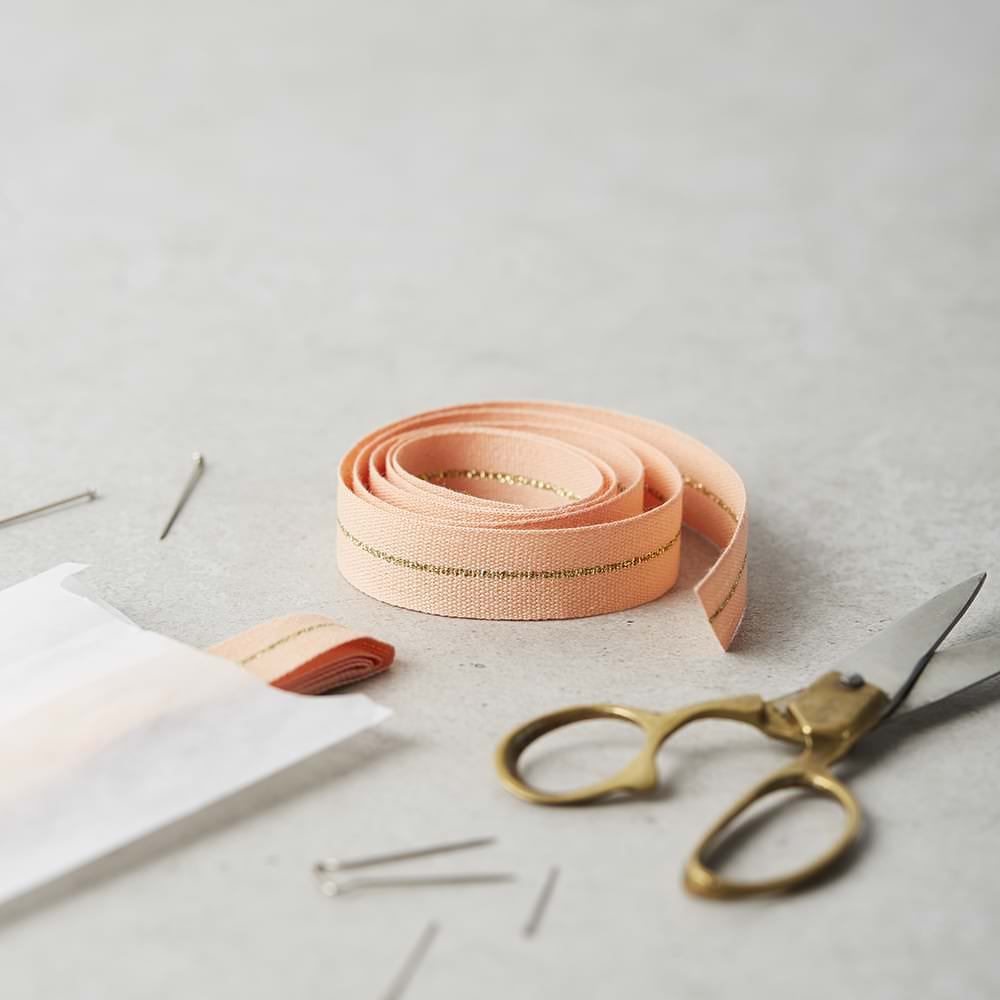 Metallic Stripe Apricot Cotton Ribbon
