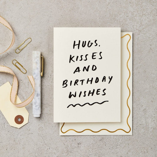 Handwritten Hugs, Kisses Hand-Printed Card
