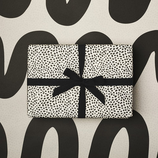 10 Sheets Ivory Wobble & Animal Polka Wrapping Paper