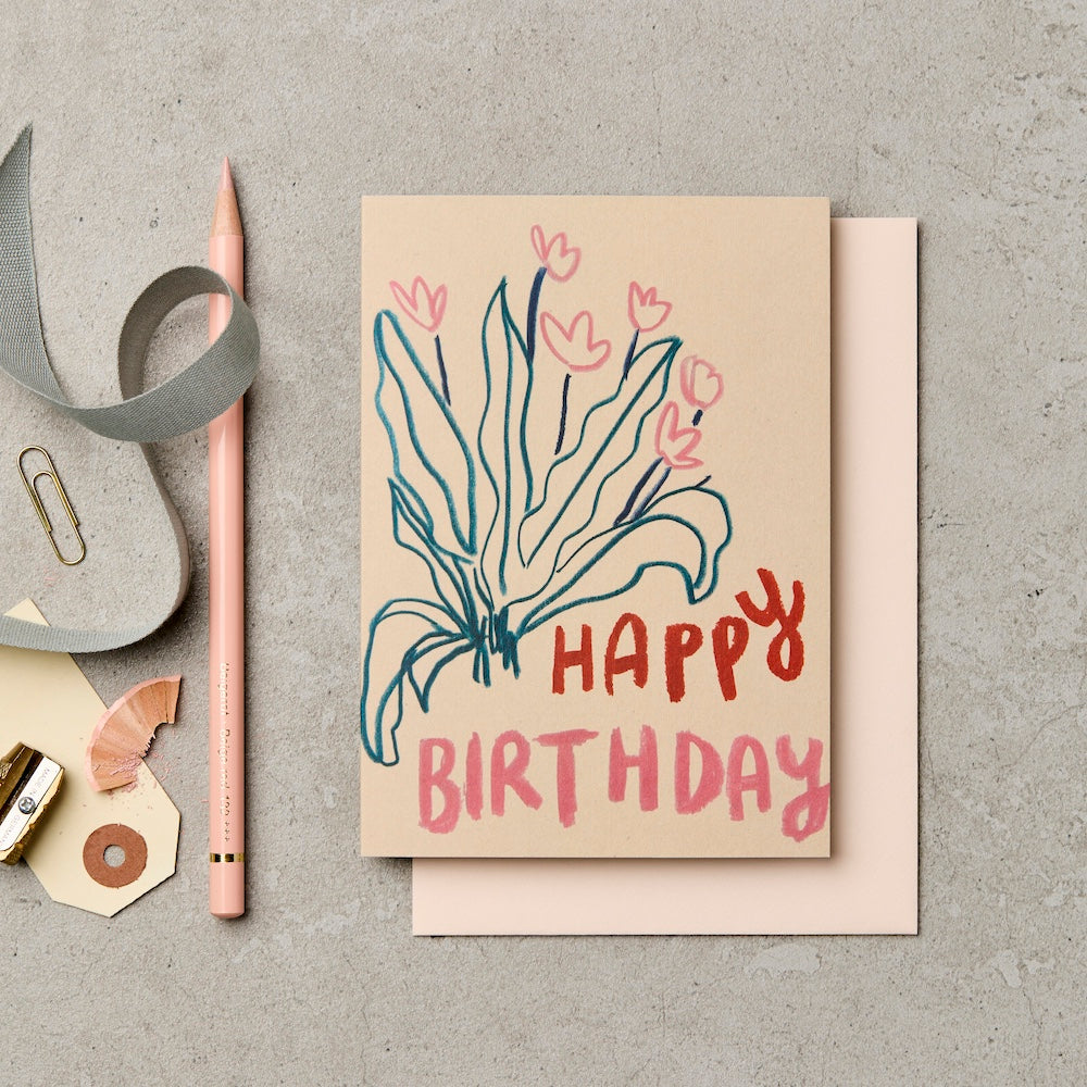 Happy Birthday Tulips Card – luxury birthday card – Katie Leamon