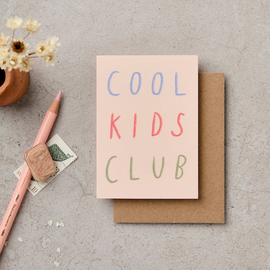 Mini Cool Kids Club greeting card in pastel colours - kids card - Katie Leamon