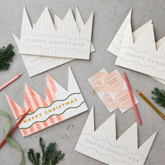 Pack of 6 DIY Colour-In Christmas Crown Cards