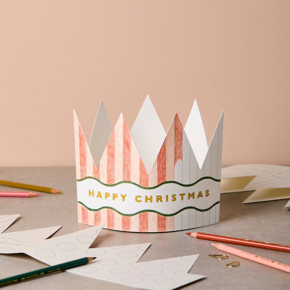 Pack of 6 DIY Colour-In Christmas Crown Cards