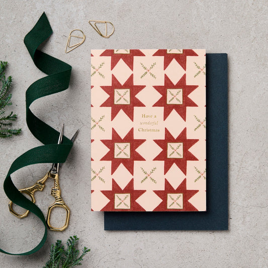 Quilt Red Christmas Card