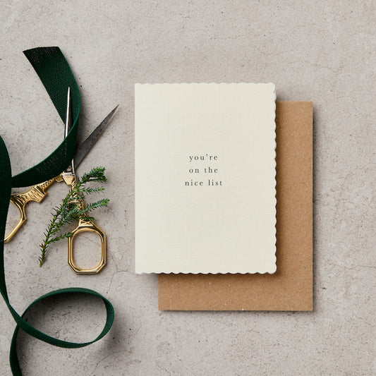A7 You're On The Nice List Mini Christmas Card