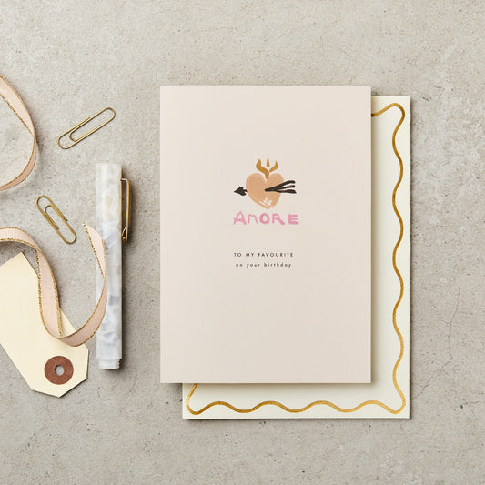 Heart Amore Pink Birthday Card A6