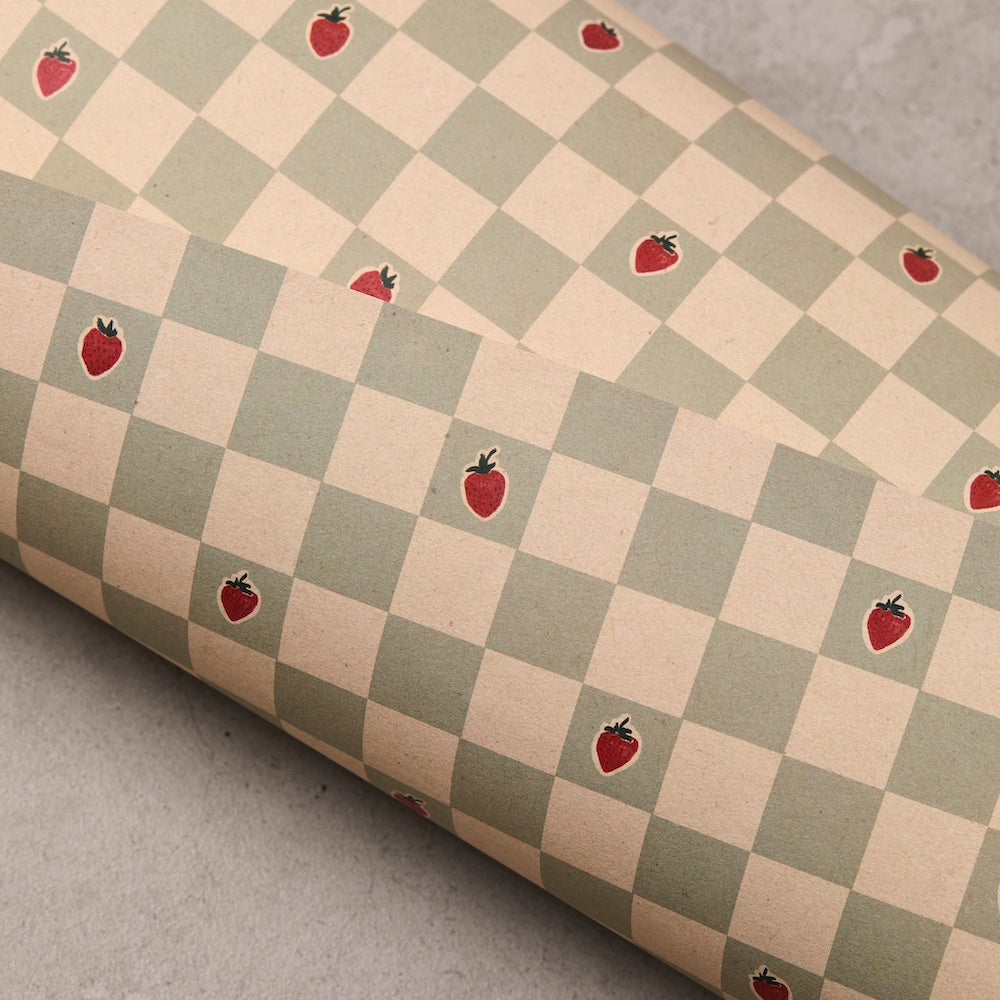 10 Sheets of Strawberry Chequered Wrapping Paper – luxury wrapping paper – Katie Leamon